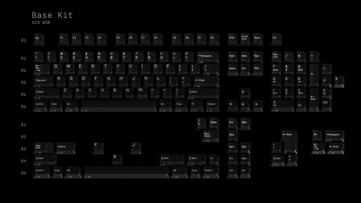 DCS WHITE ON BLACK KEYCAPS - ELOQUENT CLICKS
