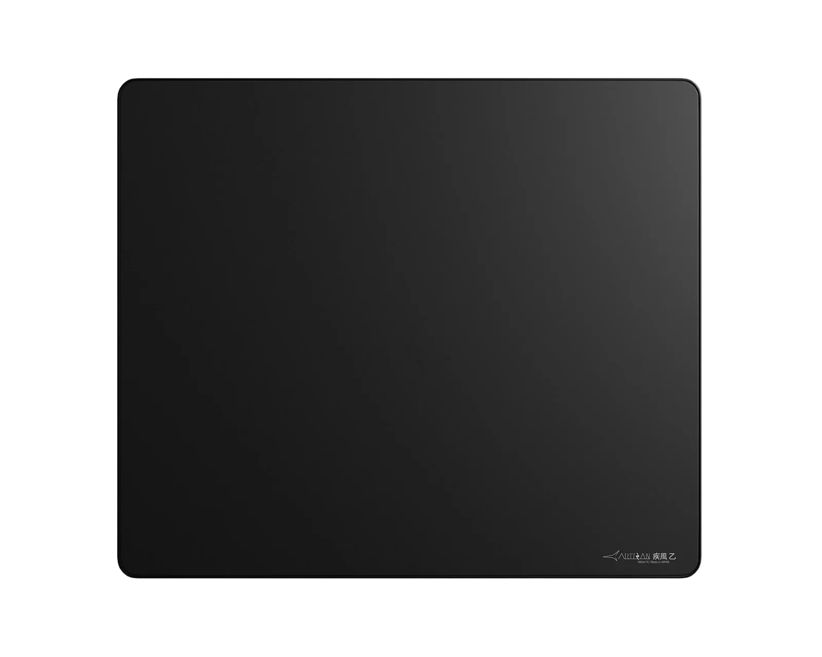 Black mouse pad with brand logo on a white background