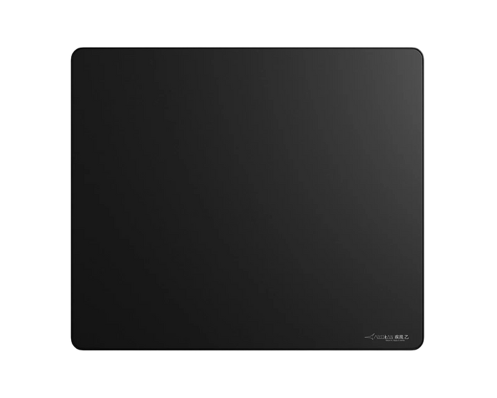 Black mouse pad with brand logo on a white background