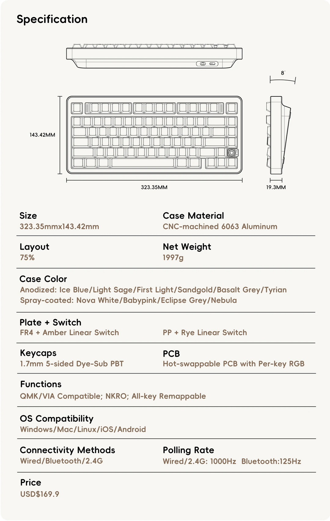 QWERTYKEYS EVO75 MECHANICAL KEYBOARD