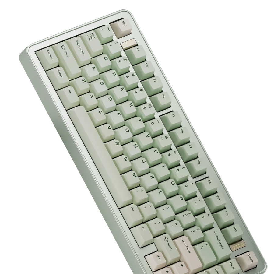 Keyboard with light green keys on a white background