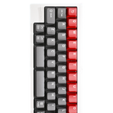 Keyboard with red and gray keys on a white background