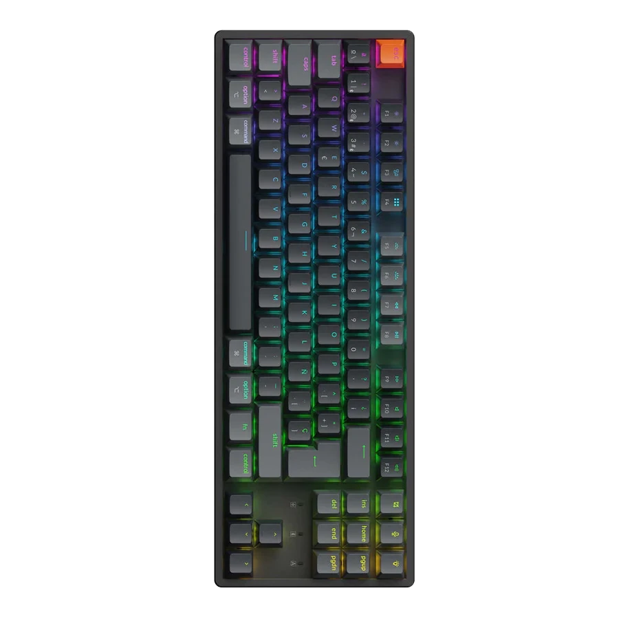 Mechanical keyboard with RGB lighting on a white background