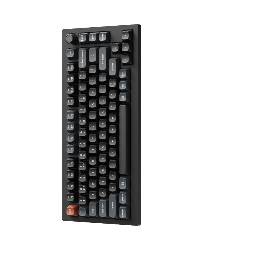 Black mechanical keyboard on a white background