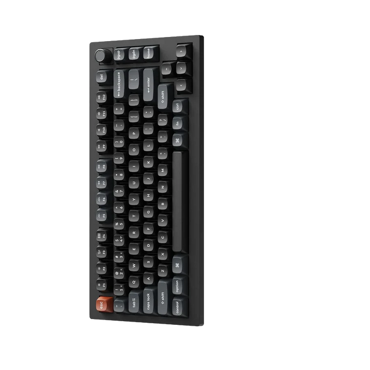 Black mechanical keyboard on a white background