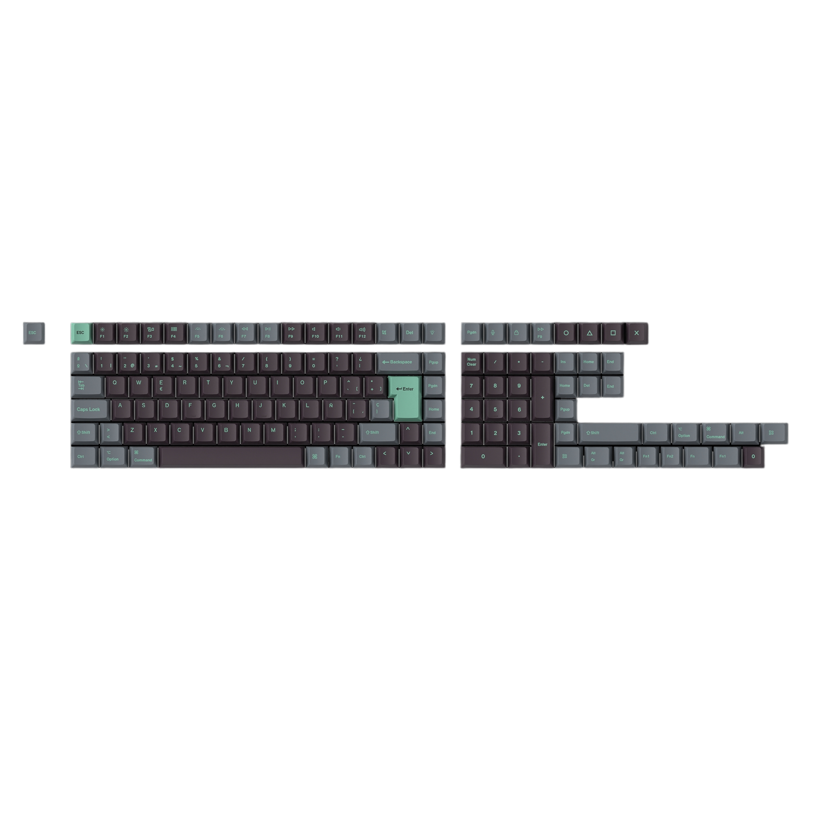 Keychron_Hacker_Mint_ISO_Español_Custom_PBT_Keycaps - Eloquent Clicks