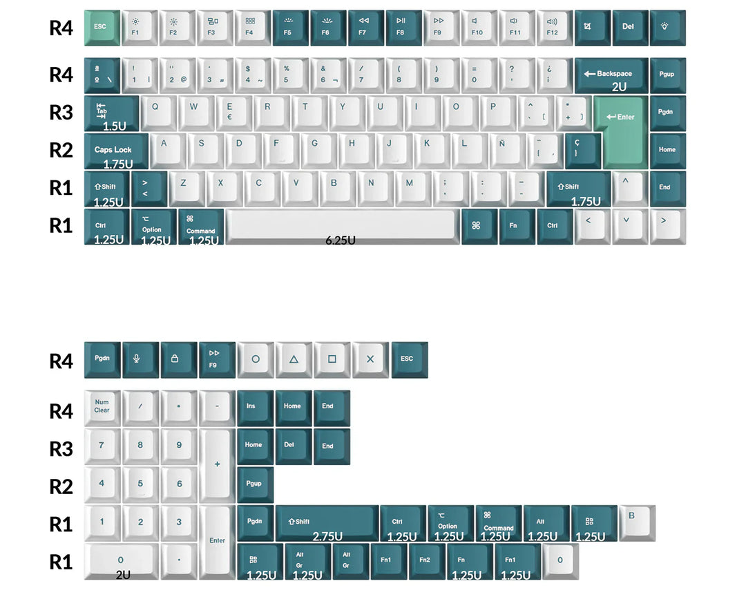 KEYCHRON WHITE MINT KEYCAP SET