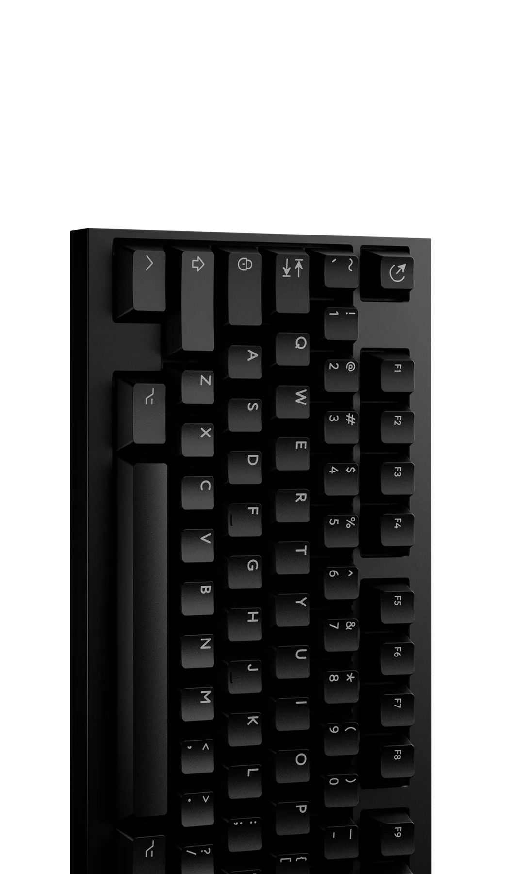Black mechanical keyboard on a white background