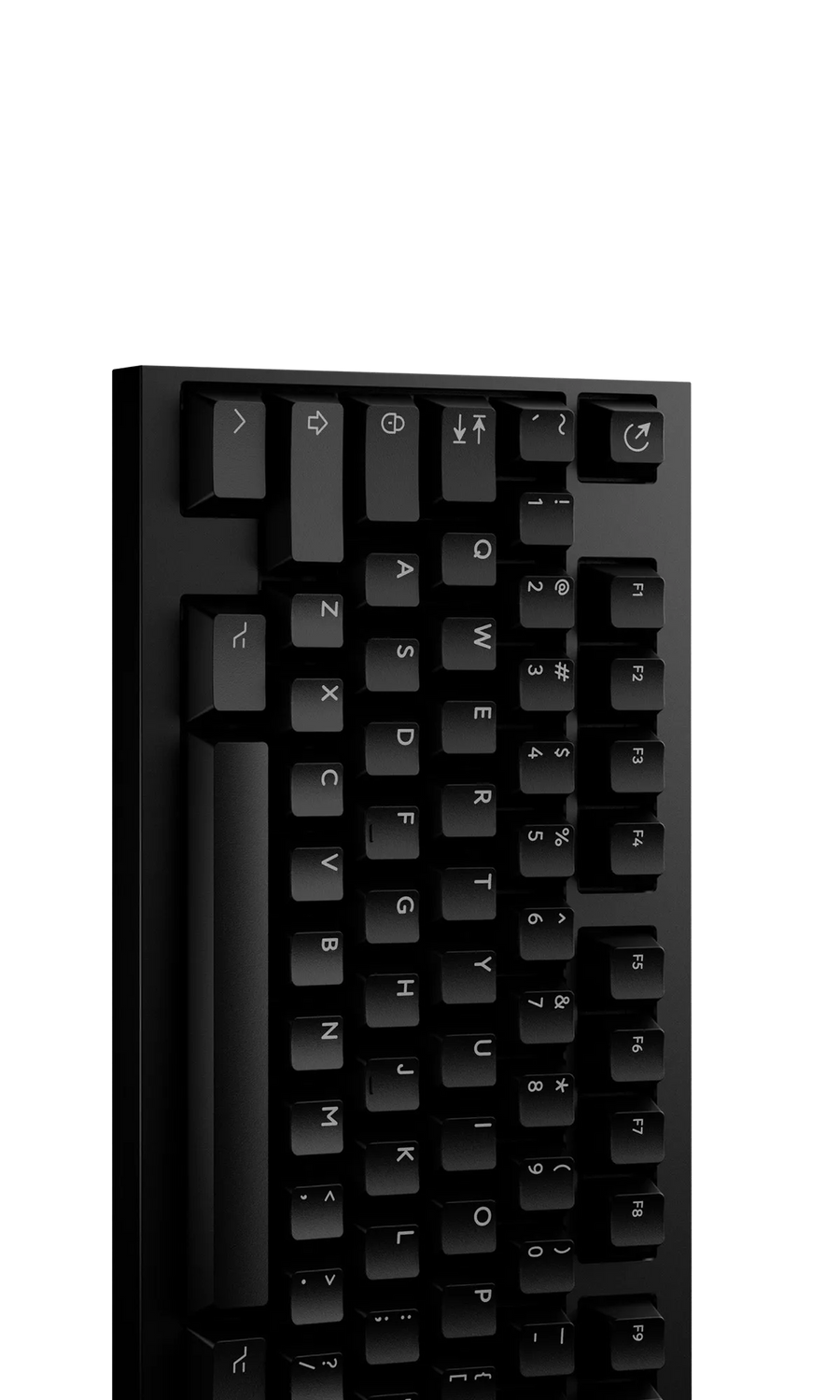 Black mechanical keyboard on a white background