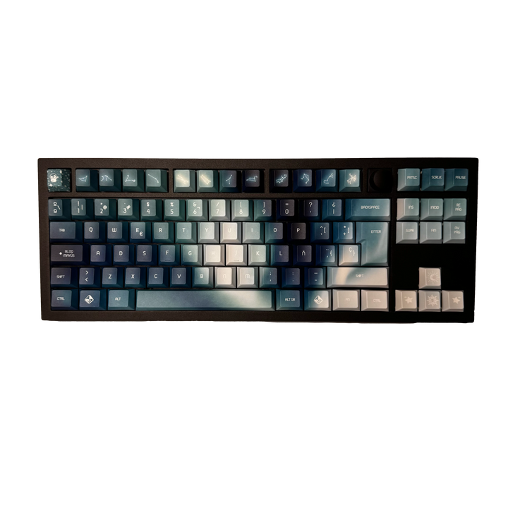 Keyboard with gradient keycaps on a white background