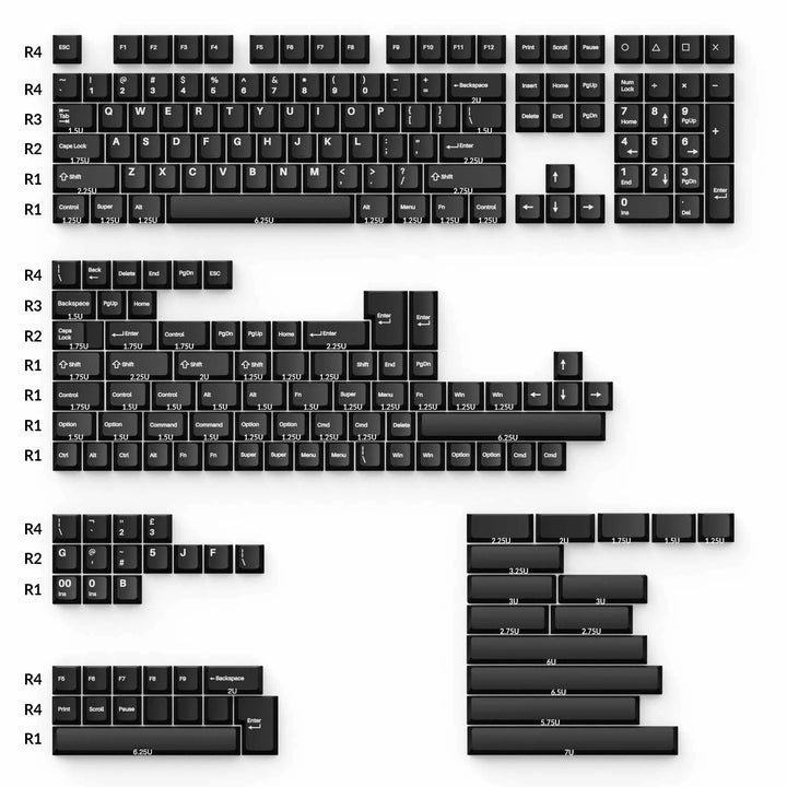 KEYCHRON BLANCO SOBRE NEGRO JUEGO DE TECLAS PBT DOUBLESHOT